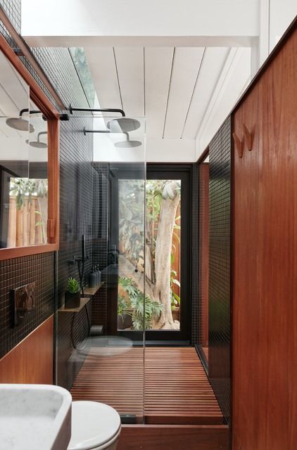 22 Bathrooms That Rock a Narrow Floor Plan | Houzz NZ Narrow Bathrooms, Narrow Bathroom, Rock A, Floor Plan, Tiny House, Design Features, Bathrooms, Floor Plans, Flooring