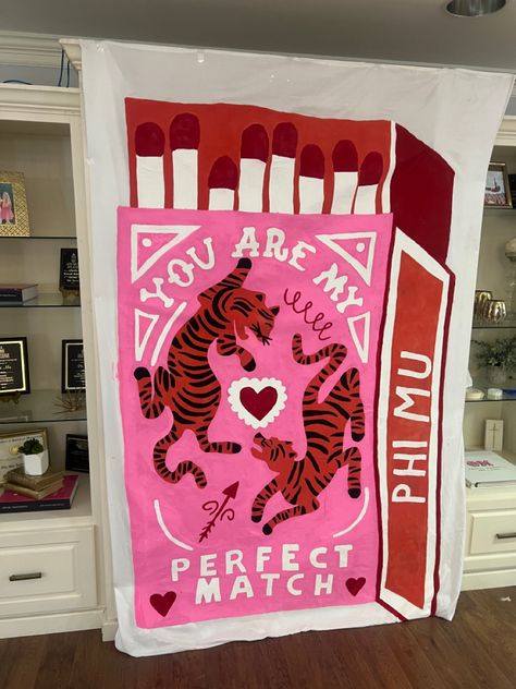 My Tie Sorority Banner, Perfect Match Bid Day, Big Little Banner, Sorority Sheet Banners, Frat Banner, Y2k Bid Day Banner, Big Little Banner Sorority, Sorority Banner Ideas, Painted Banners Sorority