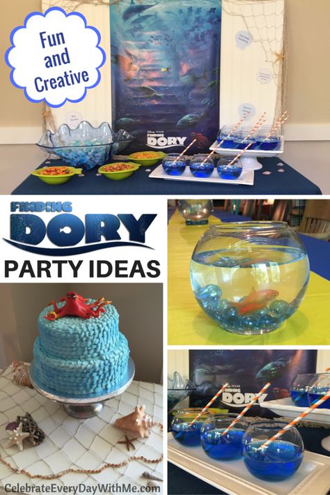 lots of fun and creative ideas for Finding Dory Party! Finding Dory Party Food, Nemo Birthday Party Food, Nemo Birthday Party Ideas, Finding Nemo Party Food, Nemo Party Food, Finding Dory Crafts, Finding Dory Movie, Finding Dory Birthday Party, Finding Dory Party