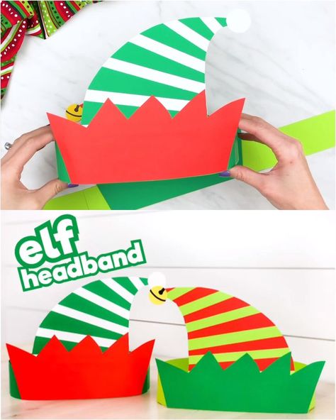 Elf Headband, Elf Crafts, Headband Crafts, Preschool Christmas Crafts, Christmas Crafts For Kids To Make, Fun Christmas Crafts, Winter Crafts For Kids, Kindergarten Crafts, Preschool Christmas