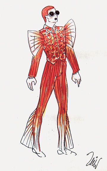 Fish Costumes, Goldfish Costume, Fish Outfit, Sea Creature Costume, The Little Mermaid Musical, Sea Costume, Fish Fashion, Aerial Costume, Costume Design Sketch