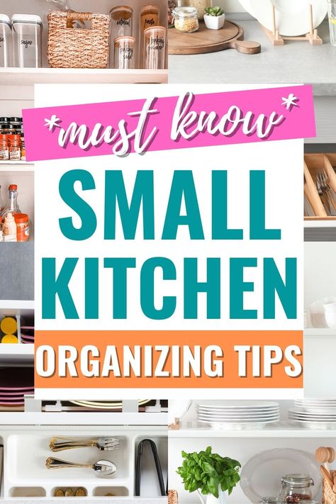 Small Kitchen Organization Ideas, Apartment Kitchen Organization, Small House Organization, Small Kitchen Cabinets, Command Centers, Organization Storage Ideas, Clutter Control, Small Apartment Kitchen, Small Kitchen Organization