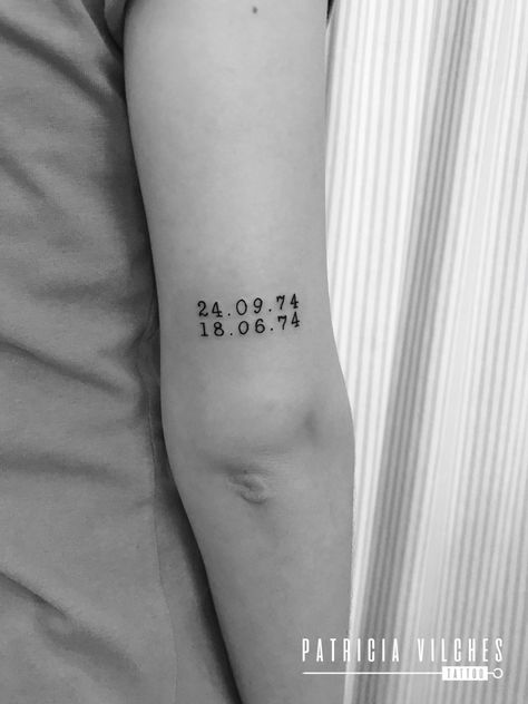 Parents Birth Year Tattoo, Kids Birthday Tattoo, Birthday Date Tattoos, Parent Tattoos, Roman Numeral Tattoos, Tatoo Inspiration, Birthday Tattoo, Date Tattoos, Word Tattoo