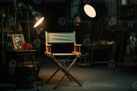 In the studio, the director's chair awaits its creator's creative direction. AI Generated Director Chair Aesthetic, Movie Seats, Director Chair, Director's Chair, Directors Chair, Creative Direction, In The Studio, Content Creator, The Studio