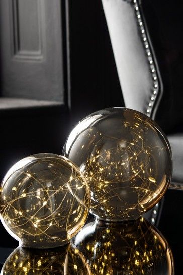 Set of 2 Smoked Ball Decorative Feature Lights Feature Lights, Novelty Lights, Glass Balls, Liquid Metal, Line Light, Tiny Star, Masquerade Party, Metal Ball, Grey Glass