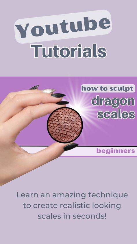 WELCOME TO THIS DRAGON SCALES TUTORIAL FOR BEGINNERS! I'll show you the QUICK & EASY way how to sculpt dragon scales in polymer clay! One of my subscribers recommended this amazing and effective technique. #polymerclaydragon #claydragon #polymerclay #howtosculptdragon scales #dragonscales Scales Tutorial, Reptile Scales, Realistic Dragon, Texture Tools, Polymer Clay Dragon, Human Sculpture, Dragon Scales, Clay Dragon, Modeling Chocolate