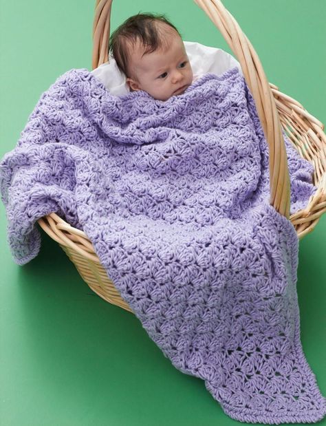 Lilac Blanket, Caron One Pound Yarn, Crochet Baby Afghan, Chunky Yarn Blanket, Baby Afghan Patterns, Purple Yarn, Baby Afghan Crochet Patterns, One Skein Crochet, Crochet Baby Beanie