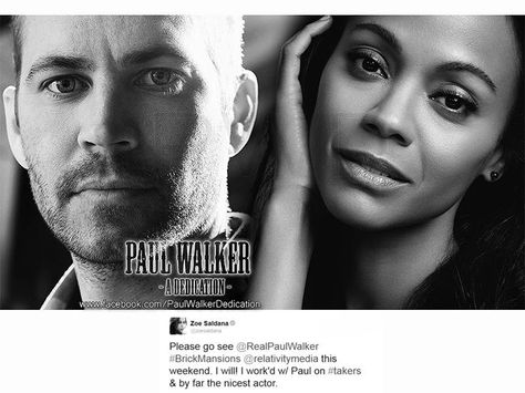 Zoe Saldana who worked with Paul on Takers Paul Walker Takers, Brick Mansions, Paul Walker Movies, 90s Boys, Paul Walker Quotes, Paul Walker Pictures, Zoe Saldana, Paul Walker, Eye Candy