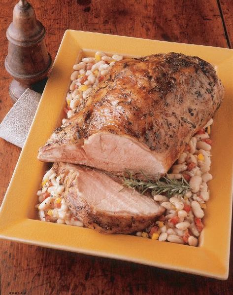 Tuscan Pork Loin Pork Loin Recipe, Recipe Organizer, White Kidney Beans, Pork Loin Recipes, Plum Tomatoes, Recipe Organization, Pork Dishes, Pork Loin, Fresh Rosemary