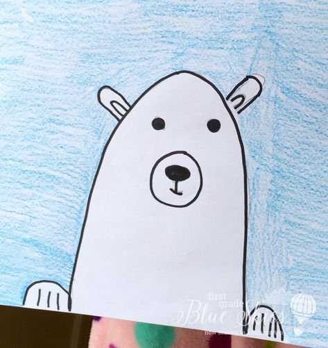 Polar Bear Directed DRawing Directed Drawing Polar Bear For Kids, Polar Bear Directed Drawing, Polar Bear Crafts For Kids, Draw A Polar Bear, Directed Drawing Kindergarten, Polar Bears Activities, Yellow Books, Polar Bear Drawing, Winter Unit