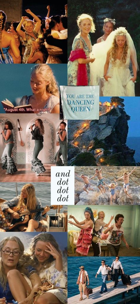 Mama Mia Wallpaper, Mamma Mia Wallpaper, 2008 Aesthetic, Mamma Mia Wedding, Mia Core, Momma Mia, Julie Walters, Fire Movie, Here I Go Again