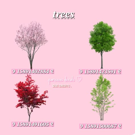 follow my tiktok - @parisxoxs How To Make A Custom Tree In Bloxburg, Tree Decal Codes Bloxburg, Bloxburg Tree Decals Codes, Tree Decals Bloxburg, Bloxburg Tree Decals, Bloxburg Flower Decals Codes, Flower Decals Bloxburg, Bloxburg Garden Ideas, Bloxburg Plant Decals Codes