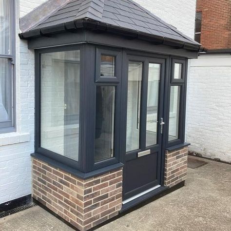 Exterior Porch Design, New Porch Ideas, Porch Glass Design, Side Door Porch Ideas, Glazed Porch Ideas Entrance, Front Conservatory Porches, Extended Front Door Entrance, Council House Porch Ideas, Small Porch Extension