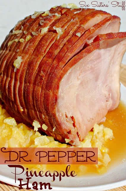 Dr. Pepper Glazed Ham | Six Sisters' Stuff Dr Pepper Ham, Dr Pepper Glazed Ham, Pineapple Ham, Ham Glaze Recipe, Glazed Ham, Ham Glaze, Ham Recipes, Pork Dishes, Dr Pepper