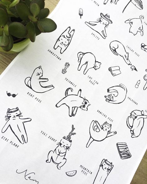 20+ Adorable Gifts For Cat Lovers That Are Just Purrfect Cat Tea Towel, Yoga Tattoos, Christmas Festivities, Cat Ideas, Yoga Design, Cat Yoga, Cookie Stamp, Cool Gifts For Women, Yoga Gifts