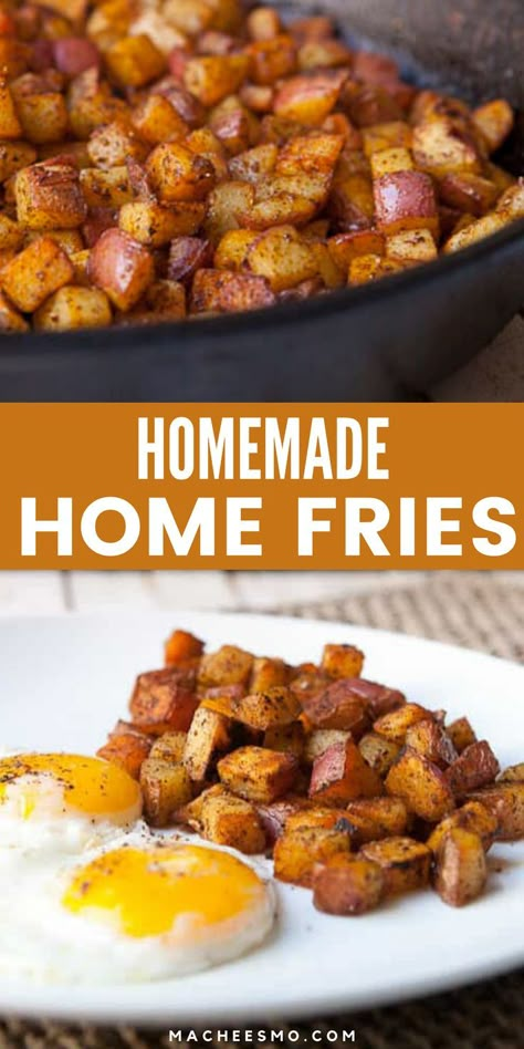 Homemade Home Fries, Eggs And Potatoes, Fries At Home, How To Make Home, Yummy Fries, Homemade Home, Fried Breakfast, Hashbrown Recipes, Home Fries