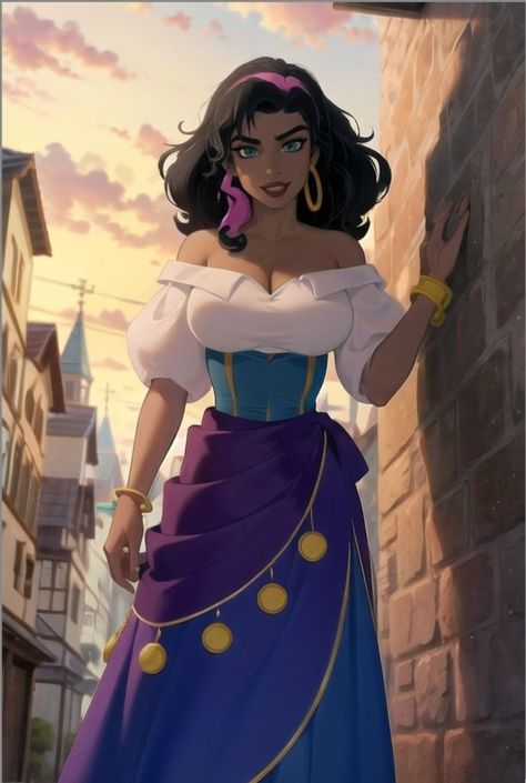 Esmeralda Aesthetic Disney, Esmeralda Cosplay, Esmeralda Disney, Disney Female Characters, Disney Au, Princesses Disney, Animation Disney, Disney Princess Artwork, Disney Artwork