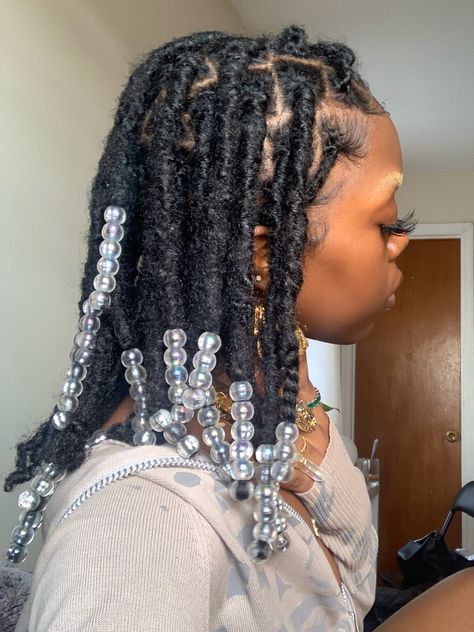 Locs With Beads, Natural Locs, Twists Locs, Short Locs Hairstyles, Loc Hairstyles, Faux Locs Hairstyles, Loc Journey, Dreadlock Hairstyles, Hair Decorations