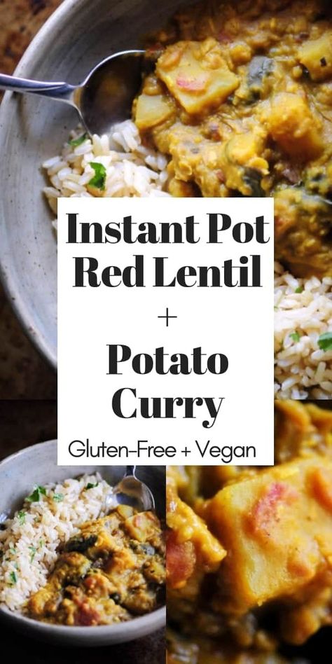 Lentil Potato Curry, Pressure Cooker Curry, Lentil Potato, Vegetarian Instant Pot Recipes, Vegan Instant Pot Recipes, Vegan Instant Pot, Vegetarian Instant Pot, Spiced Chickpeas, Healthy Indian Recipes