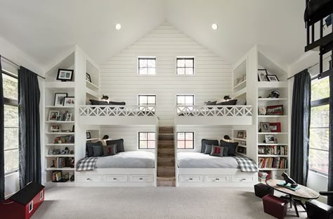 Dream House Ideas Bedrooms, Bunk Bed Rooms, Bunk Rooms, Bunk Bed Designs, Kids Bunk Beds, Bunk Room, Bunk House, Dream Rooms, Dream Room