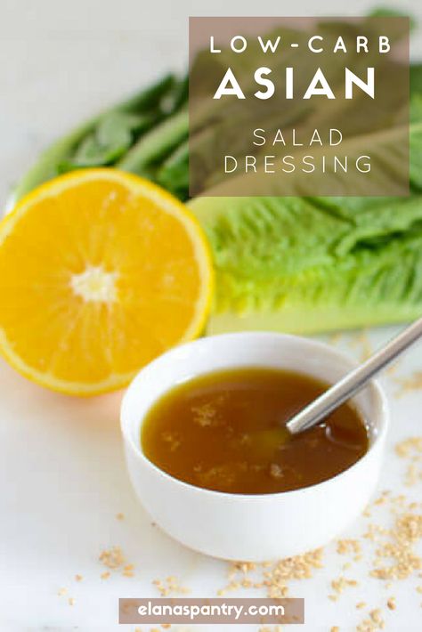 With no sugar and only a tablespoon of orange juice this low-carb, high-fat salad dressing is the perfect condiment for the Keto Diet Keto Asian Dressing, Low Carb Asian Salad Dressing, Low Carb Asian Dressing, Keto Asian Salad Dressing, Low Carb Asian Salad, Asian Salad Dressing Recipe, Easy Asian Salad, Keto Dressing, Low Carb Salad Dressing