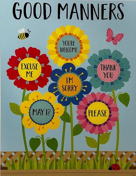 Garden Of Good Manners, Good Manners Chart, Manners Chart, Room Wall Decor Ideas, Preschool Classroom Decor, Good Manners, Kids Room Wall Decor, Wall Decor Ideas, Kids Room Wall