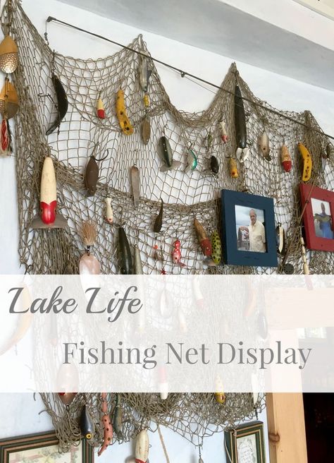 Fishing Bedroom, Fishing Lures Display, Diy Fishing Lures, Fishing Cabin, Fishing Room, Seneca Lake, Lake Decor, Winter Village, House Vintage