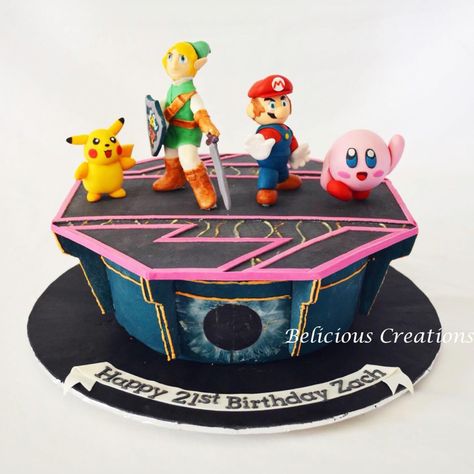 Super Smash Bros Birthday Party, Smash Bros Cake Birthdays, Super Smash Bros Cake Ideas, Smash Brothers Birthday Party, Super Smash Bros Party Invitation, Super Smash Bros Cake, Smash Bros Cake, Super Smash Bros Party, Super Smash Bros Melee