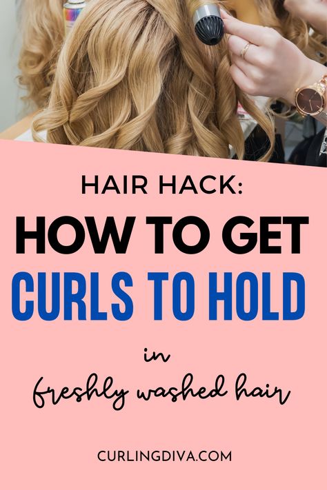 Curls hold better on "dirty" hair. But what if you just washed your hair? Maybe you can’t stand NOT washing your hair. I get the feeling of ‘dirty’ hair if you don’t wash it.   Whatever the reason is, don’t worry! You can still curl freshly showered hair.  I’ve got tips and tricks to help you pull it off. Products To Help Hold Curls, Holding Curls All Day, How To Style Hair After Curling It, Keeping Curls All Day Tips, Getting Curls To Hold, Hair Products To Hold Curls, Products To Hold Curls Fine Hair, Get Curls To Stay All Day, Hair Won’t Hold Curl