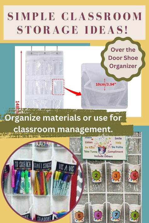 Classroom Hack: Over the Door "Shoe" Organizer, 24 Clear Pockets - 2 Pack Clean Supplies, Closet Door Storage, Over The Door Shoe Organizer, Hanging Shoe Rack, Classroom Hacks, Shoes Rack, Shoe Rack Closet, Student Growth, Bucket Filling