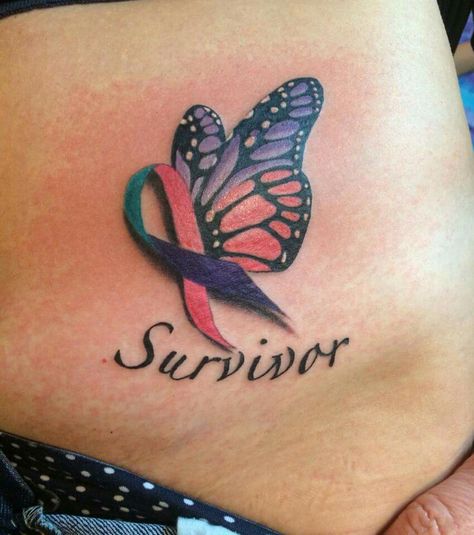 Thyroid Tattoo Ideas, Thyroid Tattoo, Theigh Tattoos, Cat Tats, Pink Ribbon Tattoos, Pisces Tattoo Designs, Lady Tattoo, Gemini Tattoo Designs, Survivor Tattoo