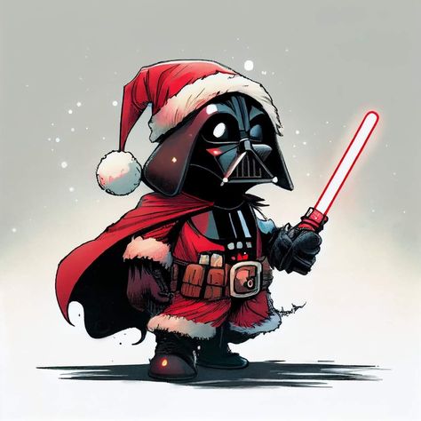 Darth Vader Cartoon, Decoracion Star Wars, Darth Vader Christmas, Xmas Drawing, Drawing Stars, Dark Vador, Dark Side Star Wars, Xmas Wallpaper, Star Wars Drawings