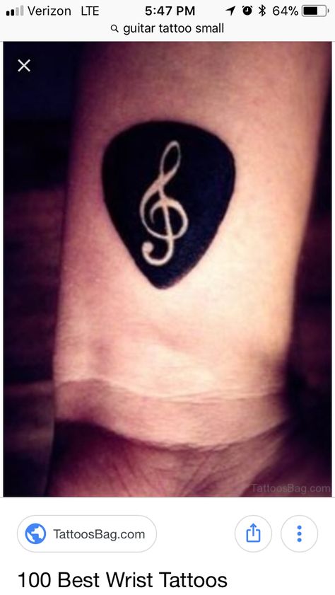 Guitarist Tattoo, Guitar Pick Tattoo, Pick Tattoo, Music Guitar Tattoo, Location Unknown, Music Note Tattoo, Key Tattoo, Black Guitar, Guitar Tattoo