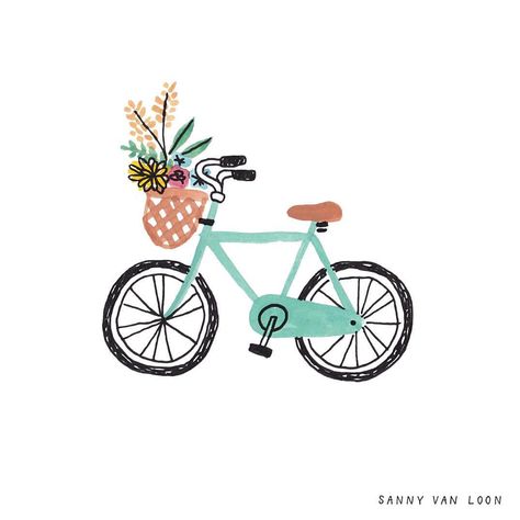 Bicycle Illustration, Flow Magazine, Bike Illustration, Simple Illustration, Christmas Drawing, Hello Spring, Drawing Lessons, Flat Illustration, Cute Illustration