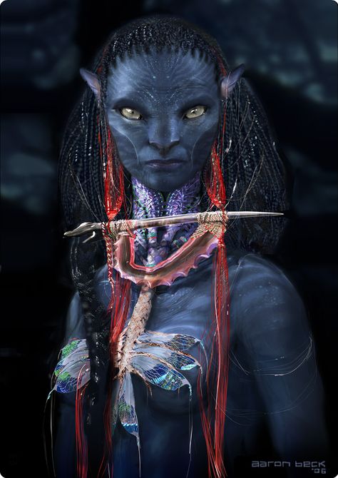 "Avatar" alien, overall usage of color palette for makeup, ears, dreadlocks - Fantasy Alien Avatar Poster, Stephen Lang, Dune Art, Blue Avatar, Avatar James Cameron, Avatar Films, Avatar Fan Art, Pandora Avatar, Avatar Movie