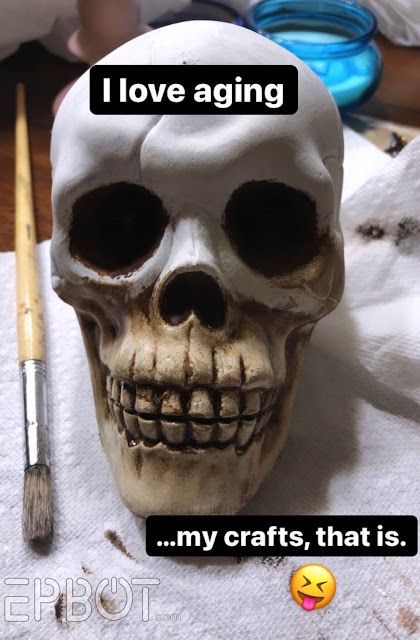 EPBOT: Dollar Tree DIY: Spooky Skull Bouquet Dollar Tree Halloween Skull Decor, Diy Halloween Skull Topiary, Foam Skull Diy, Skull Crafts Diy Ideas, How To Make A Plastic Skull Look Real, How To Age A Plastic Skeleton, Diy Dollar Tree Skull Decor, Dollar Tree Foam Skull, Dollar Tree Scary Halloween Diy