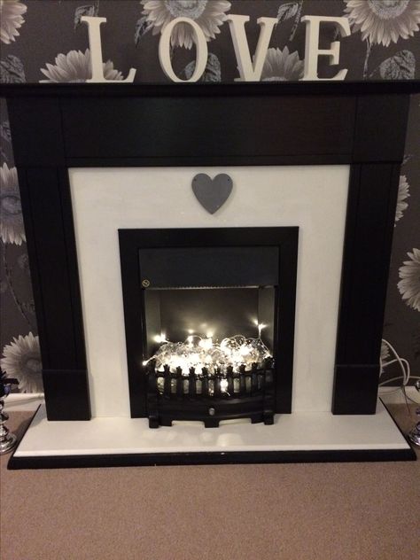 From plain wood to sexy black & white fire surround. White Fire Surround, Wooden Fire Surrounds, Furniture Upcycling, Fire Surround, Upcycling Ideas, Black Fire, Diy House Projects, House Goals, Upcycled Furniture