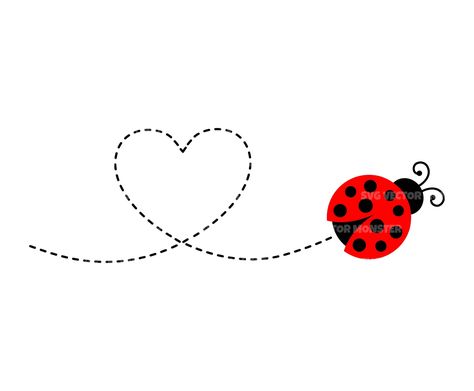 Ladybug Doodle, Ladybug Images, Ladybug Svg, Bugs Drawing, Hello Kitty Theme Party, Dashed Line, Window Paintings, Lady Bug Tattoo, Baby Ladybug