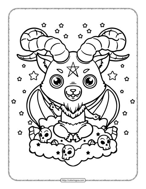 Creepy Kawaii, Kawaii Coloring Pages, Witch Coloring Pages, Adult Coloring Books Printables, Love Coloring Pages, Cat Coloring, Adult Coloring Designs, Free Adult Coloring Pages, Cat Coloring Page