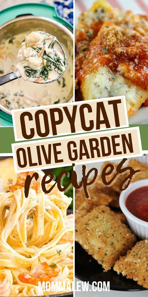 olive garden copycat collage Olive Garden Copycat Recipes, Olive Garden Pasta, Restaurant Recipes Famous, Copycat Recipes Olive Garden, Copycat Olive Garden, Olive Garden Copycat, Olive Garden Recipes, Diner Recept, Copykat Recipes