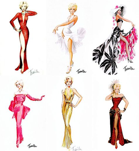 william travilla costume designer | Costume designs by William Travilla for Marilyn Monroe William Travilla Dresses, Hollywood Marilyn Monroe, William Travilla, Marilyn Monroe Outfits, Marilyn Monroe Costume, Costume Design Sketch, Monroe Dress, Marilyn Monroe Fashion, Hollywood Costume