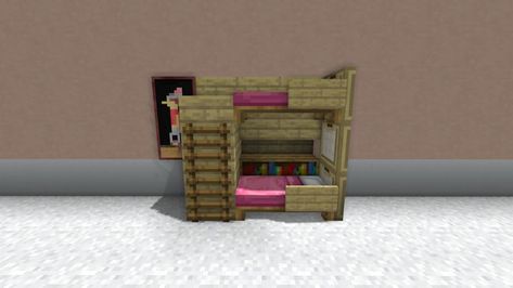 Bunk Beds Minecraft, Bunk Bed In Minecraft, Bunk Bed Minecraft, Bed Minecraft Ideas, Minecraft Bunk Bed, Bed In Minecraft, Double Deck Bed, Minecraft Bedding, Minecraft Bed