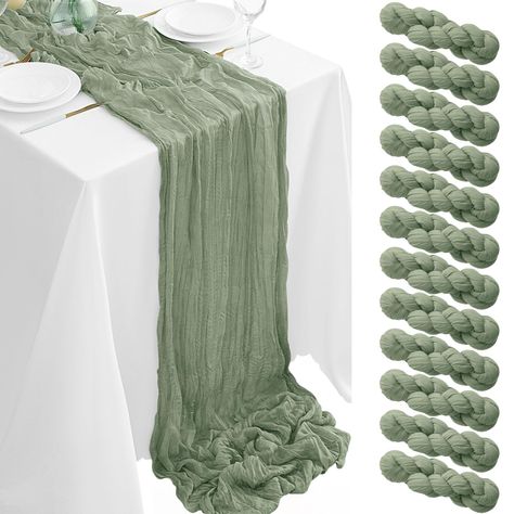 PRICES MAY VARY. Package Included:You will get 12 pack of sage green cheesecloth table runners, perfect for wedding banquets and various parties, enough to meet your daily use and replacement needs. Each cheesecloth tablerunner measures approximately 35 x 120 inches/90 x 300 cm, long enough to be used individually on rectangular and round tables, or pieced together for long tables. No matter how it is used, this gauze table runner can be placed perfectly and elegantly on the table or hung on the Sage Green Cheesecloth Table Runner, Green Cheesecloth Table Runner, Long Table Decorations, Cheese Cloth Table Runner, Sage Green Baby Shower, Cloth Table Runner, Cheesecloth Table Runner, Green Table Runner, Boho Table Runner