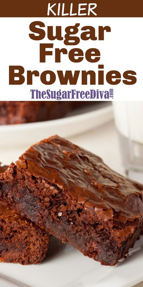 Sugar Free Chocolate Brownies, Brandy Snap, Brownies Decorados, Dolce Poche Calorie, Sugar Free Desserts Easy, Sugar Free Brownies, Low Sugar Desserts, Biscuits Diététiques, Sugar Free Baking