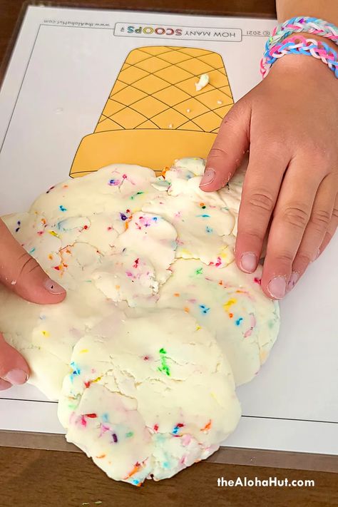 Ice Cream Eyfs Activities, Sensory Ice Cream Play, Preschool Ice Cream Activities, Ice Cream Sensory Play, Ice Cream Scoop Activity, Playdough Ice Cream, Should I Share My Ice Cream Activities, Ice Cream Inquiry Kindergarten, I’ve Cream Sensory Bin