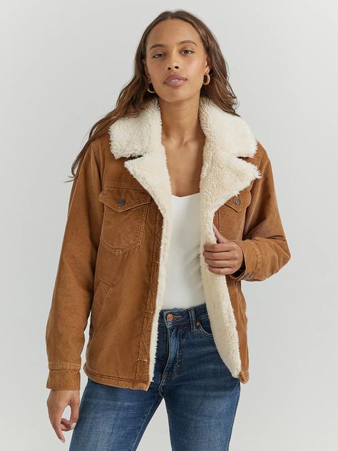 Women's Western Sherpa Lined Corduroy Wrange Coat Western Autumn Outfits, Country Cowgirl Outfits, Western Capsule Wardrobe, Western Women Outfits, Colorado Cowgirl, Casual Christmas Outfits For Women, Carhartt Jacket Women's, Western Jacket Women, Rodeo Fits