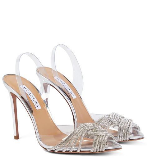 Best Bridal Shoes, Luxury Shoes Women, Aquazzura Shoes, Silver Pumps, Slingback Sandal, Slingback Pump, Pump Sandals, Party Shoes, Bridal Shoes