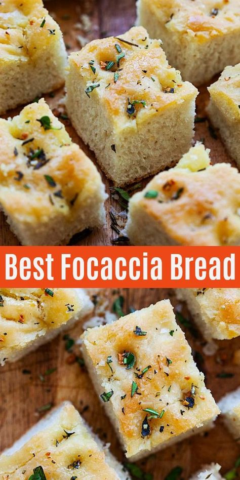 Fluffy Foccacia Bread, Easy Foccia Bread, Forcattia Bread, Ficcotia Bread Recipe, Foccia Bread Recipes, Vegan Foccacia, Breakfast Foccacia, Best Foccacia Bread Recipes, Rosemary Foccacia Bread