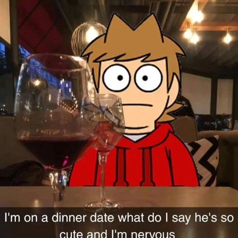 Yui Tamura, Eddsworld Memes, Eddsworld Tord, Minding My Own Business, Eddsworld Comics, He Makes Me Happy, Fandom Funny, Cartoon Crossovers, Date Dinner