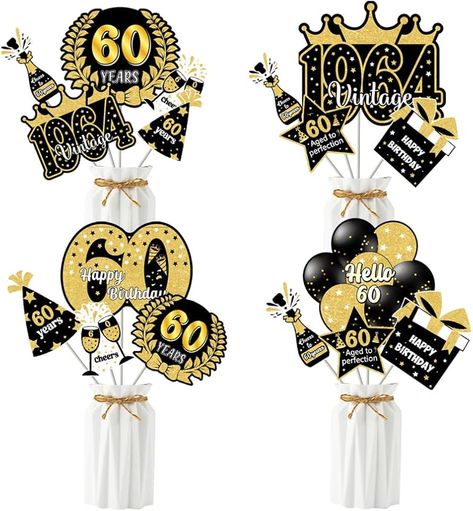 Amazon.com: Black Gold 50th Birthday Table Centerpieces For Birthday Party Decorations, Happy 50th Birthday Table Toppers Party Supplies 50th Years Old Anniversary Party Decorations : Home & Kitchen Table Centerpieces For Birthday Party, Black And Gold Centerpieces Birthday, Centerpieces For Birthday Party, Birthday Table Centerpieces, Centerpieces For Birthday, 90th Birthday Centerpiece, 70th Birthday Parties Decorations, Party Ambiance, 80th Birthday Party Decorations